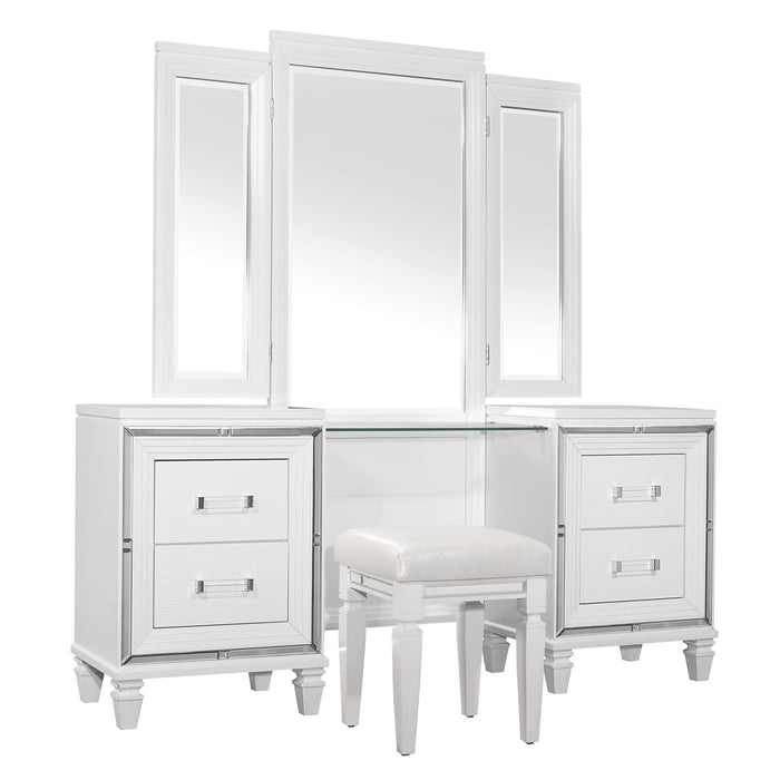 Tamsin (3) Vanity Dresser with Mirror in White/Transparent - 1616W-15*