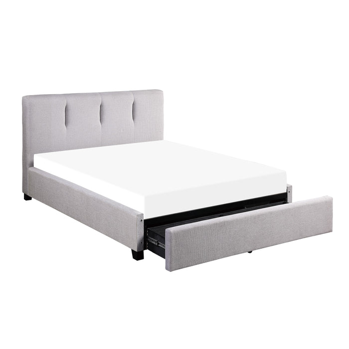 Aitana Queen Platform Bed with Storage Drawer in Gray - 1632-1DW