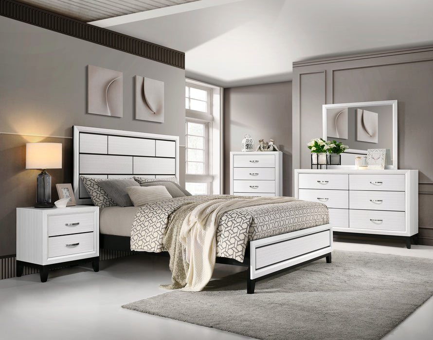 Davi Queen Bed in Black/White - 1645WH-1