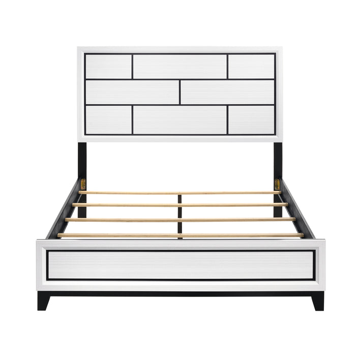 Davi Eastern King Bed in Black/White - 1645WHK-1EK