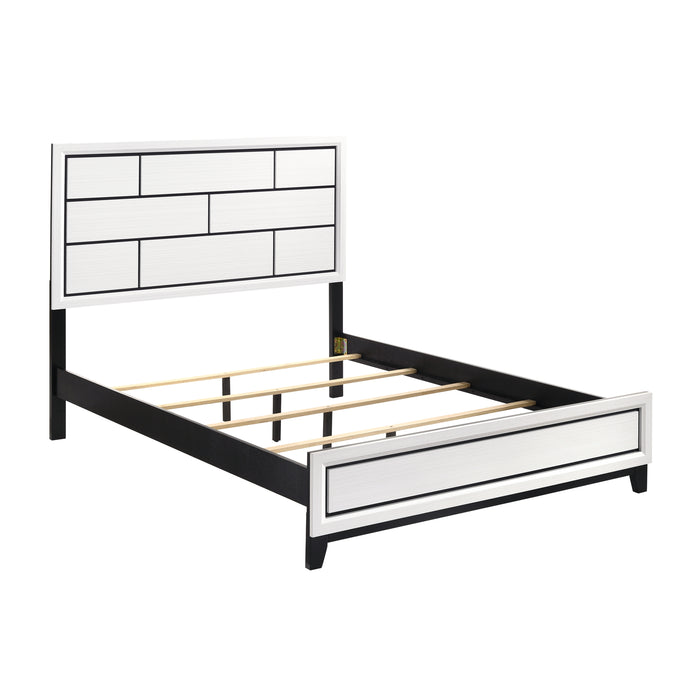 Davi Eastern King Bed in Black/White - 1645WHK-1EK