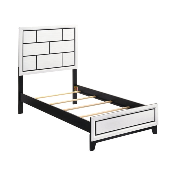 Davi Twin Bed in Black/White - 1645WHT-1