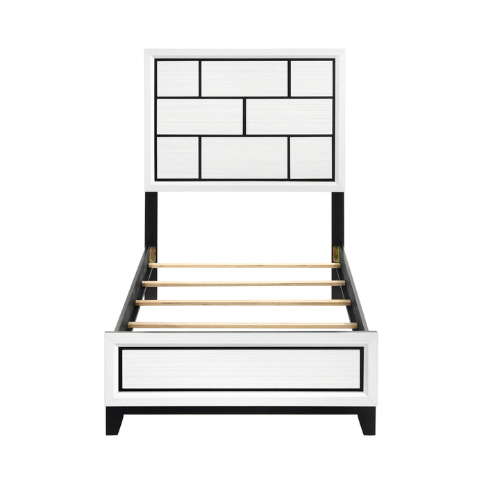 Davi Twin Bed in Black/White - 1645WHT-1