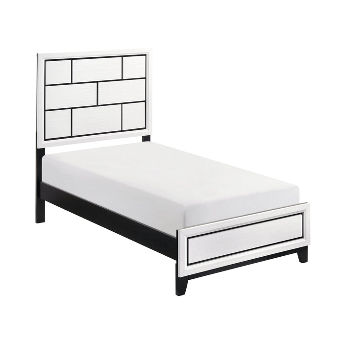 Davi Twin Bed in Black/White - 1645WHT-1