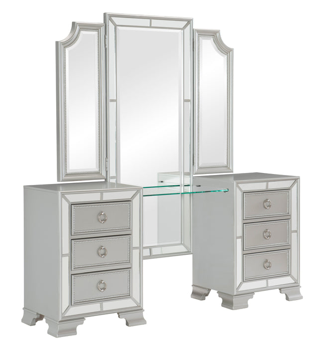 Avondale (3)Vanity Dresser with Mirror in Gray/Gold/Silver/Champagne/Transparent - 1646-15*