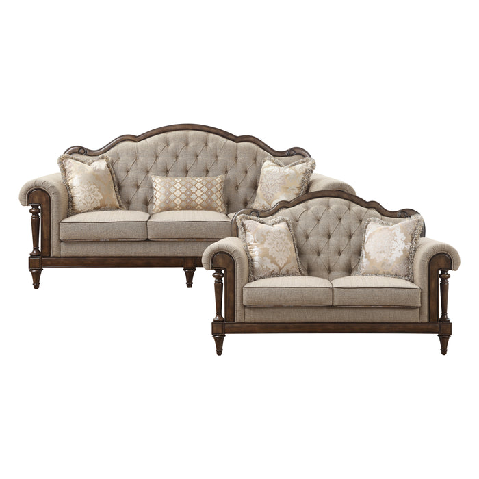 Heath Court 2pc Set: Sofa, Love in Brown - 16829*2