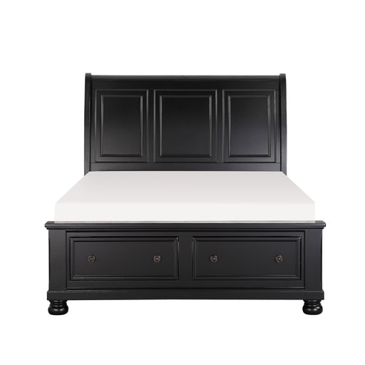 Laurelin Eastern King Sleigh Platform Bed with Footboard Storage in Black - 1714KBK-1EK image