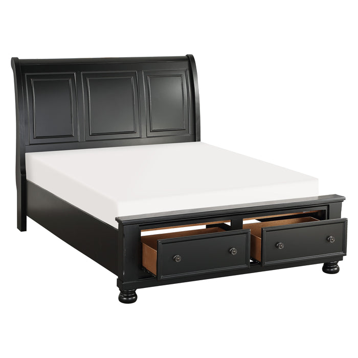 Laurelin Queen Sleigh Platform Bed with Footboard Storage in Black - 1714BK-1