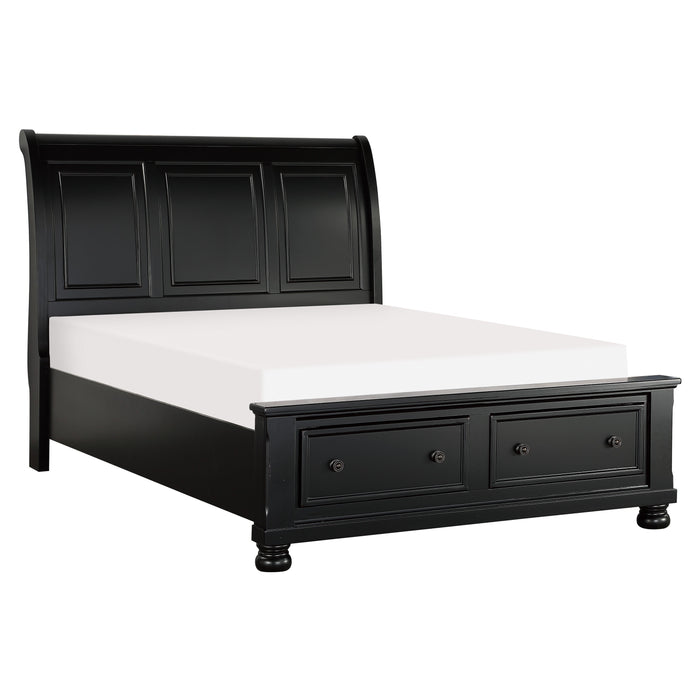 Laurelin Queen Sleigh Platform Bed with Footboard Storage in Black - 1714BK-1