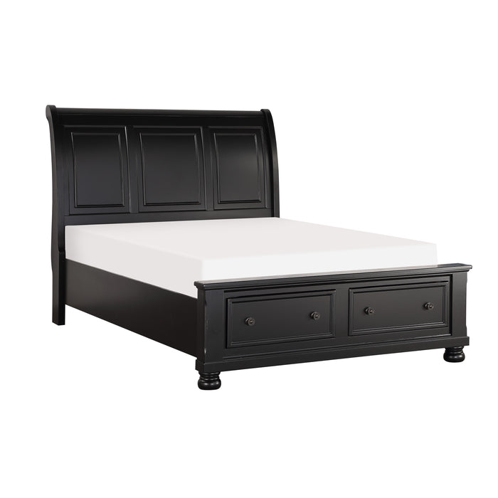 Laurelin Eastern King Sleigh Platform Bed with Footboard Storage in Black - 1714KBK-1EK