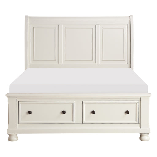 Laurelin Eastern King Sleigh Platform Bed with Footboard Storage in White - 1714KW-1EK image