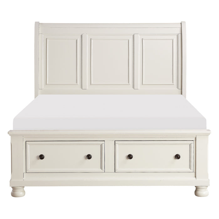 Laurelin Eastern King Sleigh Platform Bed with Footboard Storage in White - 1714KW-1EK image