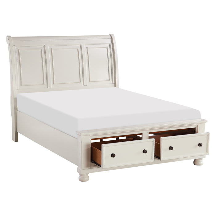 Laurelin Queen Sleigh Platform Bed with Footboard Storage in White - 1714W-1