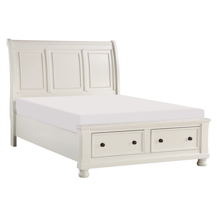 Laurelin Eastern King Sleigh Platform Bed with Footboard Storage in White - 1714KW-1EK