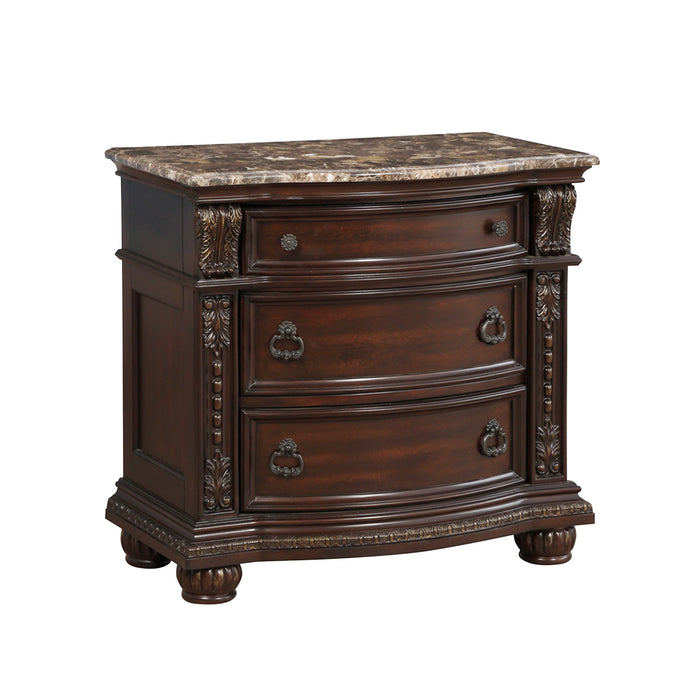 Cavalier Nightstand, Marble Top in Cherry - 1757-4