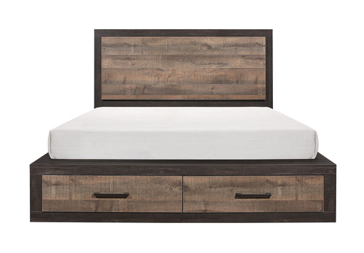 Miter Queen Platform Bed with Footboard Storage in Brown/Gray - 1762-1 image