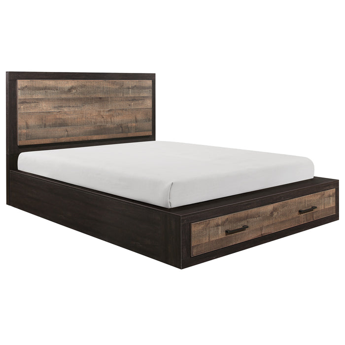 Miter Queen Platform Bed with Footboard Storage in Brown/Gray - 1762-1