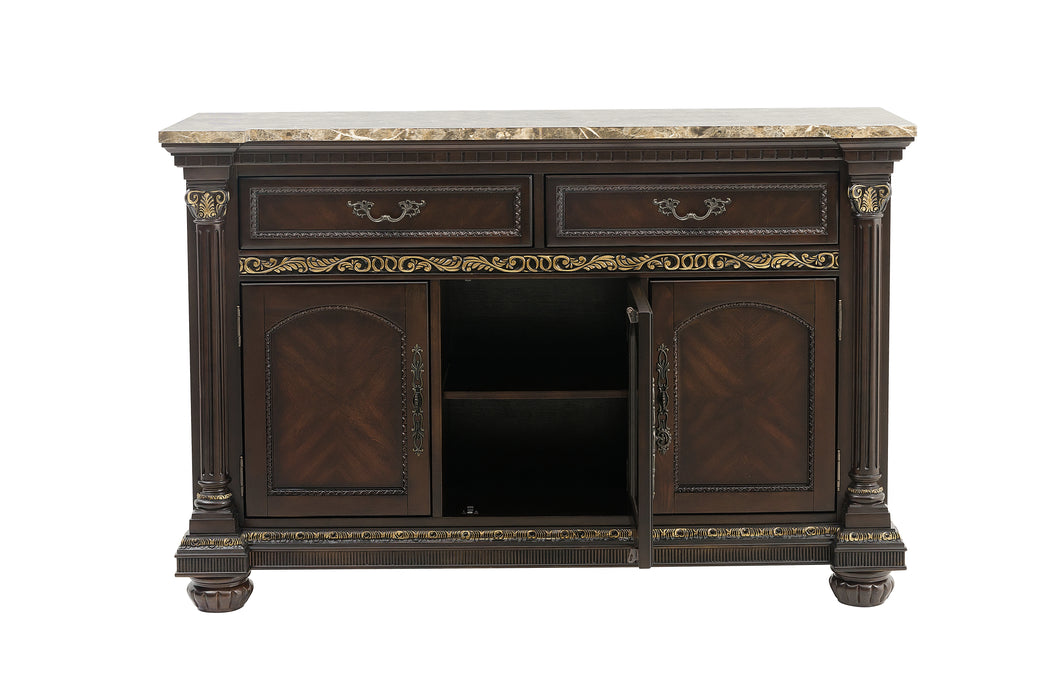 Russian Hill Server with Faux Marble Top in Cherry - 1808-40