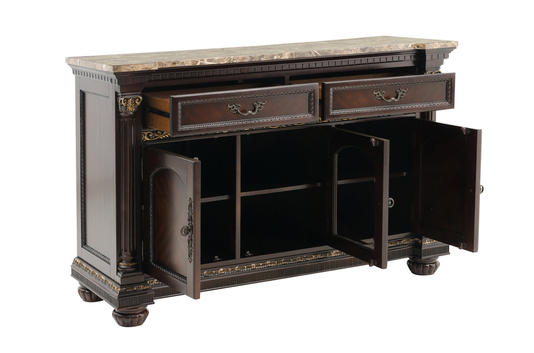 Russian Hill Server with Faux Marble Top in Cherry - 1808-40