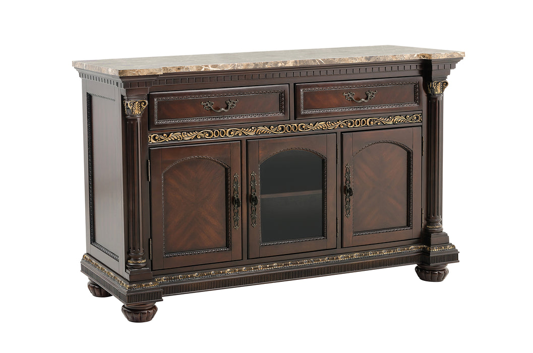 Russian Hill Server with Faux Marble Top in Cherry - 1808-40