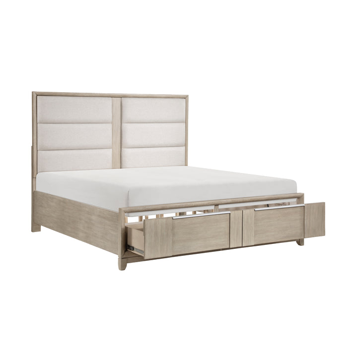 Mckewen Eastern King Platform Bed with Footboard Storage in Gray - 1820NK-1EK