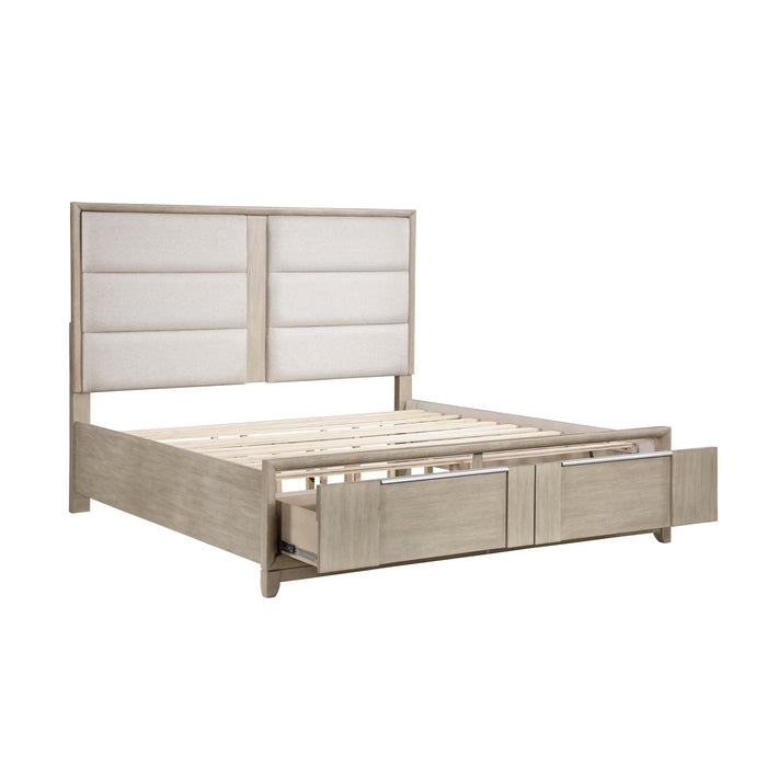 Mckewen Eastern King Platform Bed with Footboard Storage in Gray - 1820NK-1EK