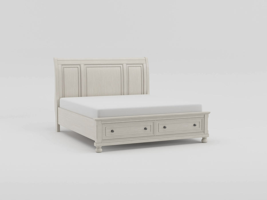 Bethel Queen Platform Bed with Footboard Storage in White - 2259W-1