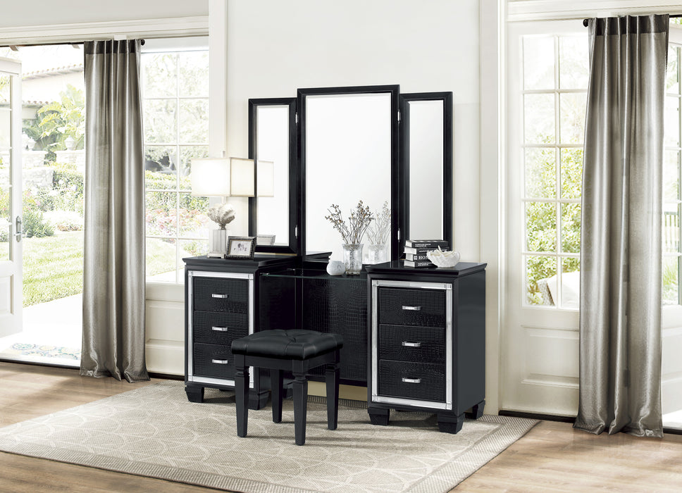 Allura (3)Vanity Dresser with Mirror in Black/Transparent - 1916BK-15*