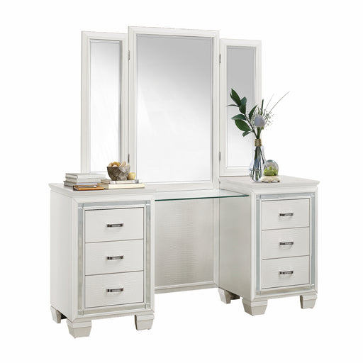 Allura (3)Vanity Dresser with Mirror in White/Transparent - 1916W-15* image