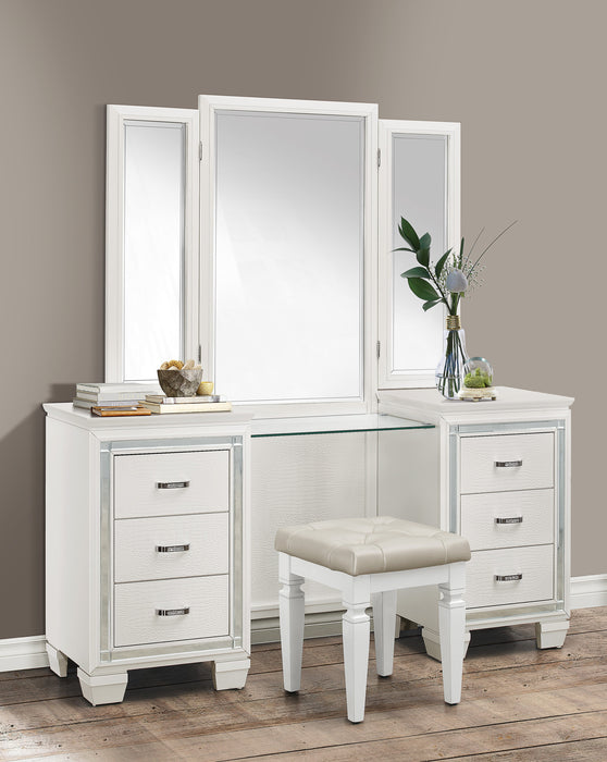 Allura (3)Vanity Dresser with Mirror in White/Transparent - 1916W-15*