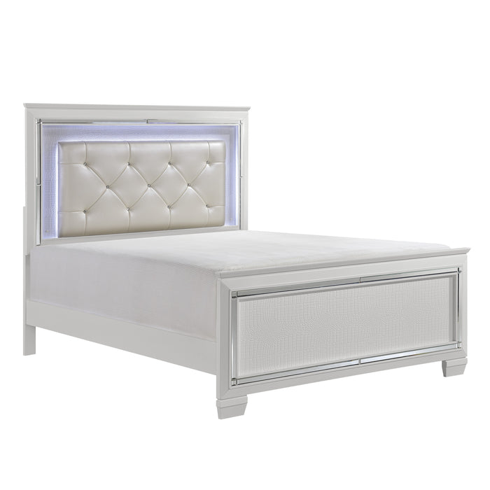 Allura (3)Queen Bed, LED Lighting in White/Transparent - 1916W-1*