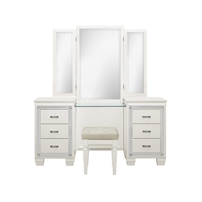 Allura (3)Vanity Dresser with Mirror in White/Transparent - 1916W-15*