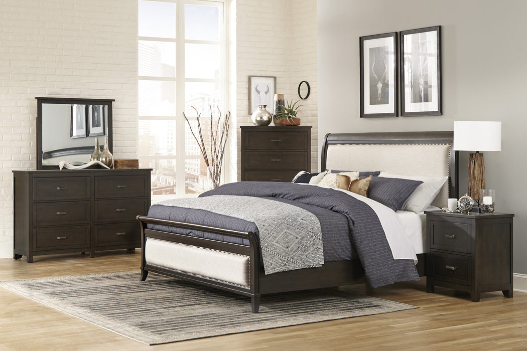 Hebron Eastern King Bed in Beige/Cherry - 1923NBK-1EK