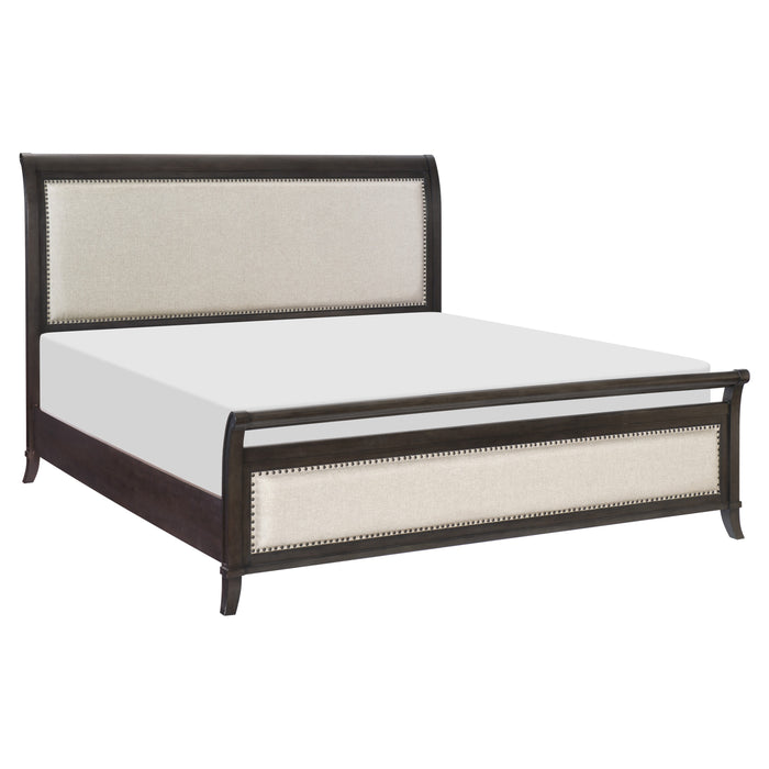 Hebron Eastern King Bed in Beige/Cherry - 1923NBK-1EK