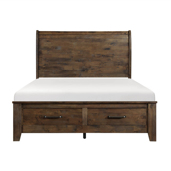 Jerrick Eastern King Sleigh Platform Bed with Footboard Storage in Brown - 1957K-1EK image