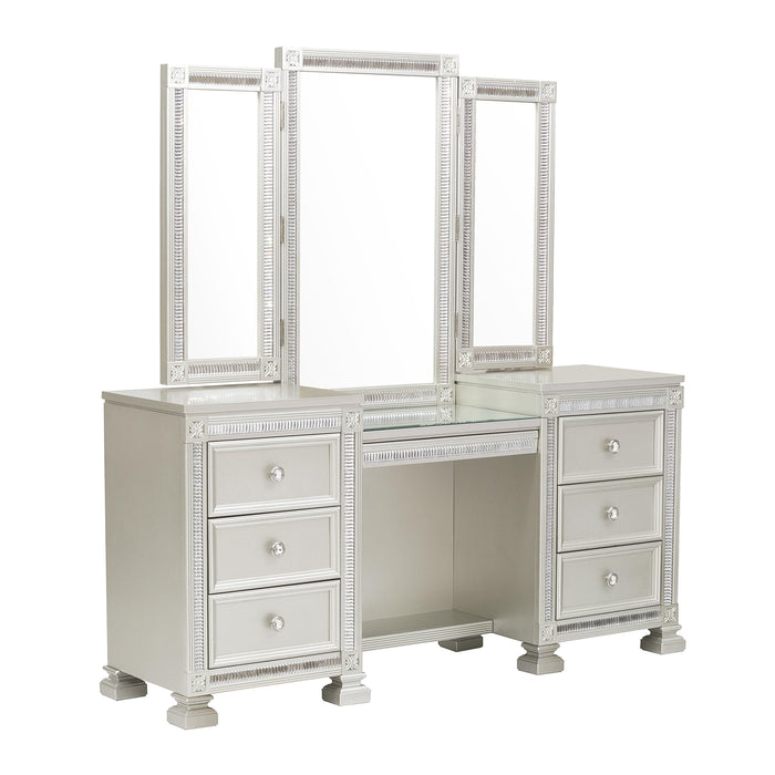 Bevelle (4)Vanity Dresser with Mirror in Transparent/Gold/Silver/Champagne/Gray - 1958-15*