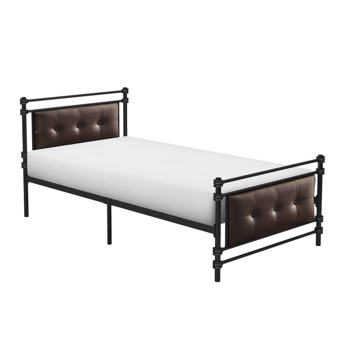 Jayla Twin Platform Bed in Brown/Black/Metal - 2050T-1