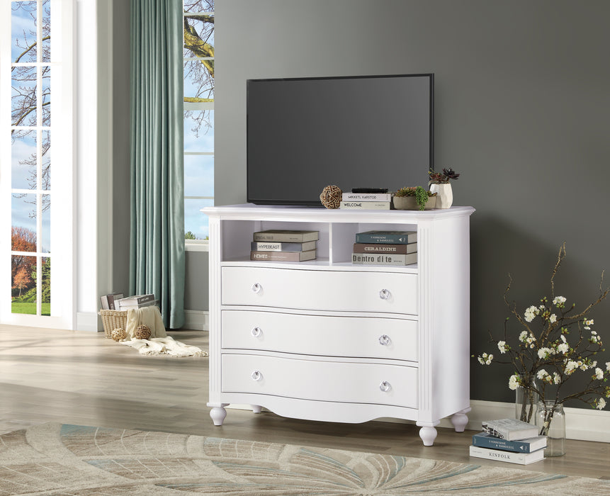 Meghan Media Chest in White - 2058WH-11