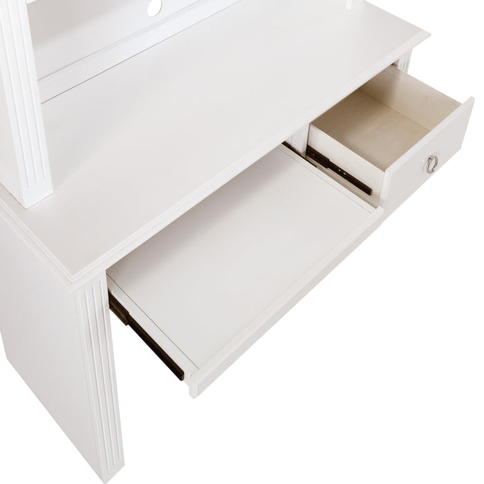 Meghan (2) Writing Desk with Hutch in White - 2058WH-14*