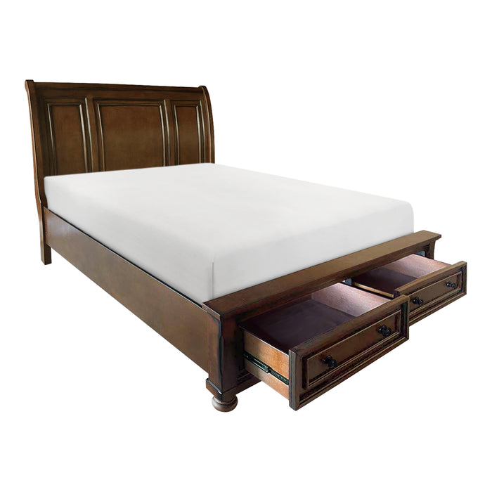 Cumberland Full Sleigh Platform Bed with Footboard Storage in Brown - 2159F-1