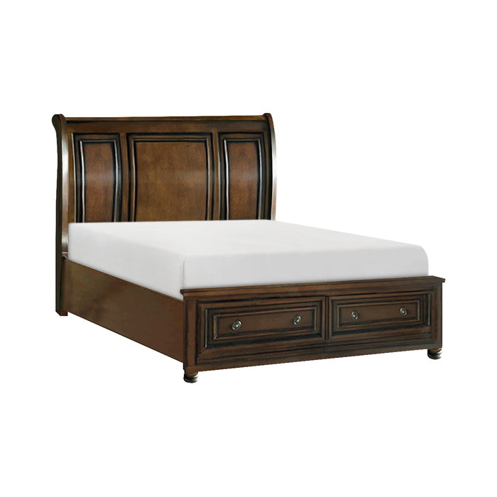 Cumberland Full Sleigh Platform Bed with Footboard Storage in Brown - 2159F-1