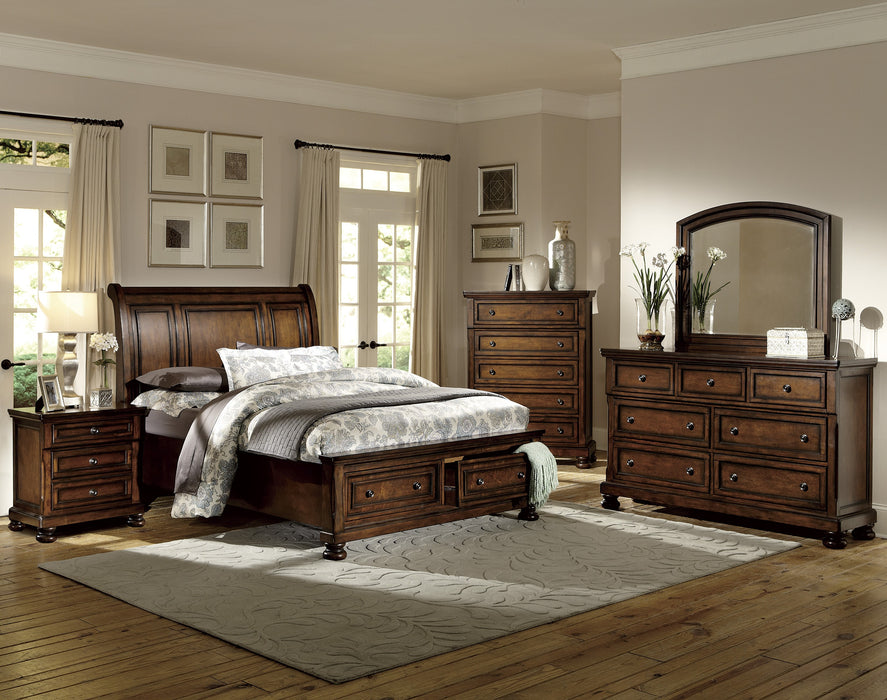 Cumberland Full Sleigh Platform Bed with Footboard Storage in Brown - 2159F-1