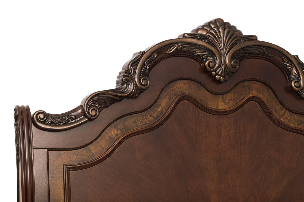 Deryn Park Eastern King Sleigh Bed in Cherry/Metallic Accent - Traditional - 2243SLK-1EK