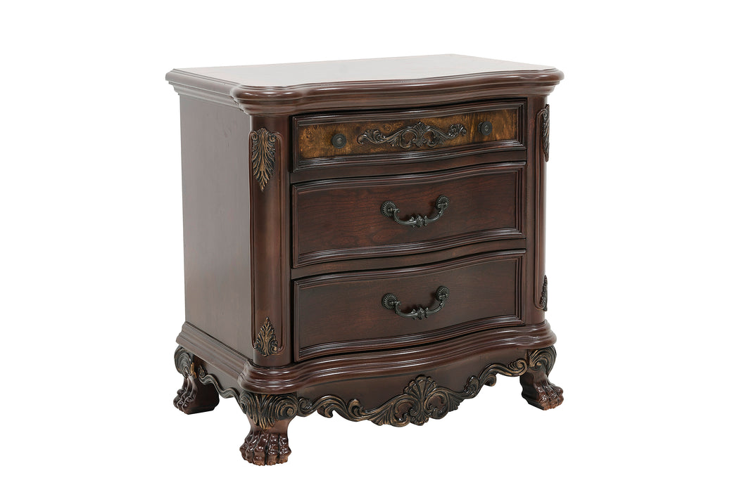 Deryn Park Nightstand in Cherry/Metallic Accent - Traditional - 2243-4