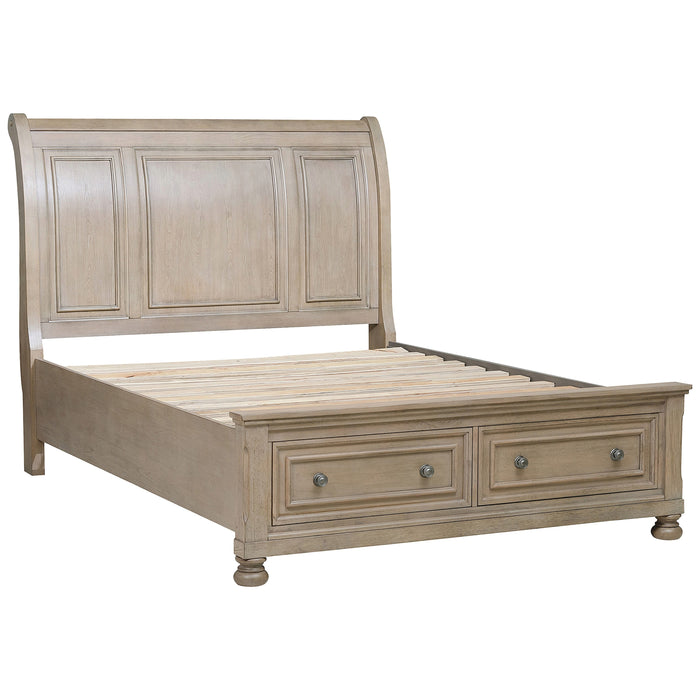 Bethel Eastern King Platform Bed with Footboard Storage in Gray - 2259KGY-1EK