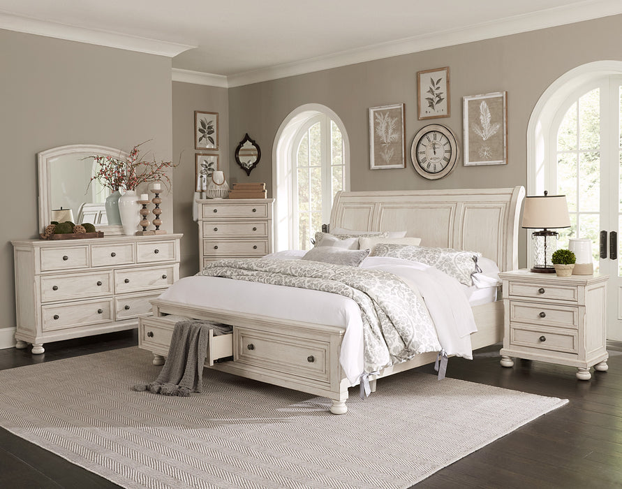 Bethel Queen Platform Bed with Footboard Storage in White - 2259W-1