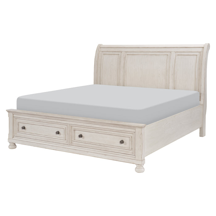 Bethel Eastern King Platform Bed with Footboard Storage in White - 2259KW-1EK