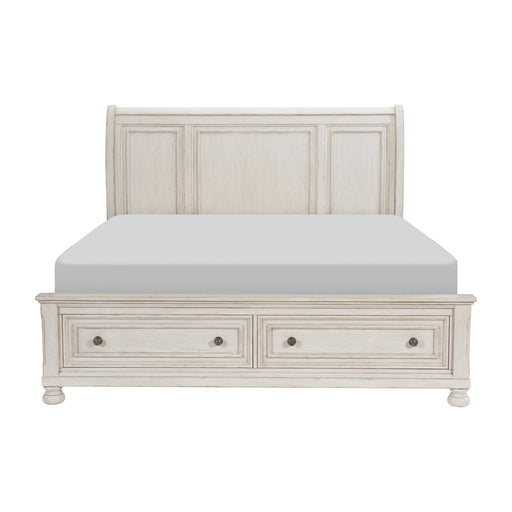 Bethel Queen Platform Bed with Footboard Storage in White - 2259W-1 image