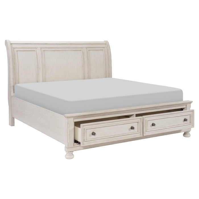 Bethel Queen Platform Bed with Footboard Storage in White - 2259W-1