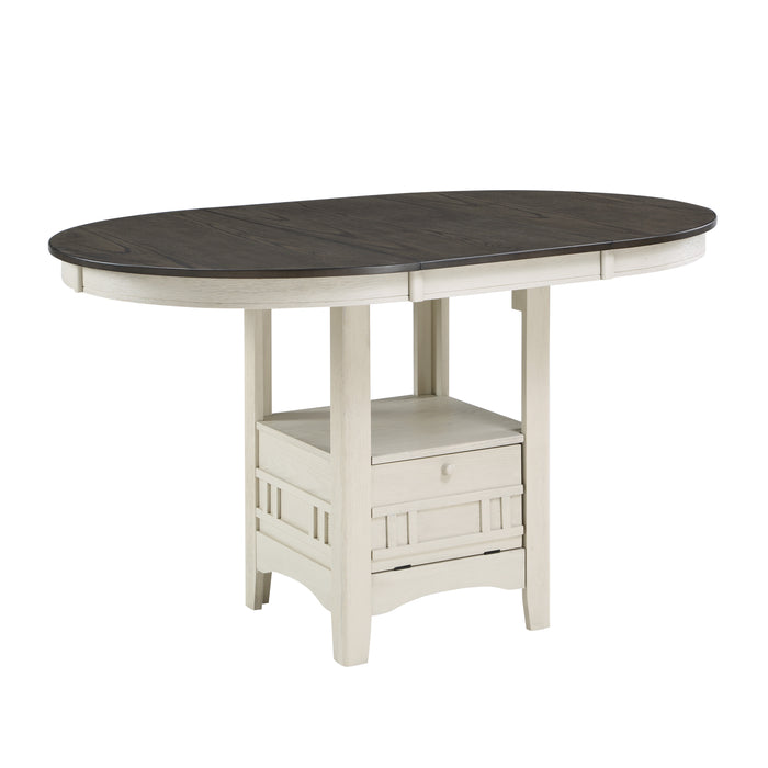 Junipero Round / Oval Counter Height Table with Storage Base in Brown/White - 2423W-36